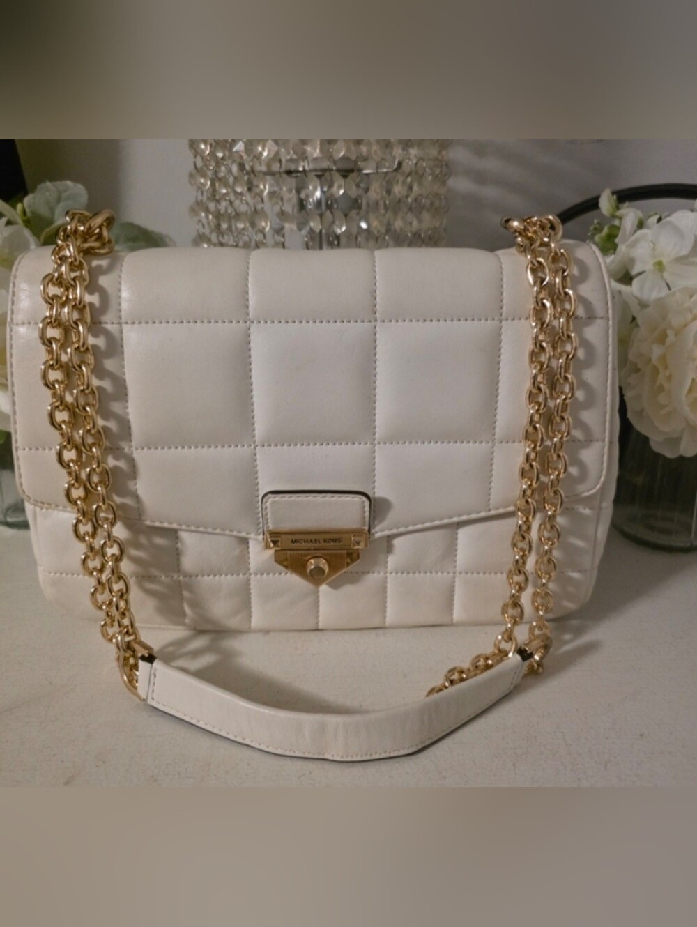 Michael Kors Cream Quilted Shoulder Bag